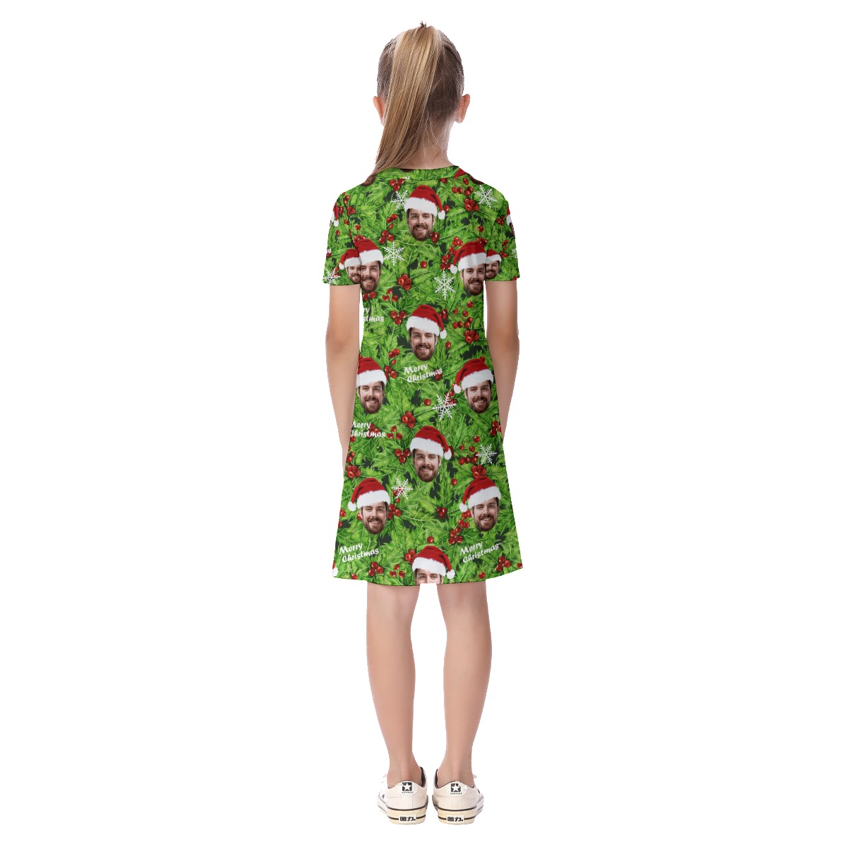 Custom Face Christmas Hawaiian Dress For Girls