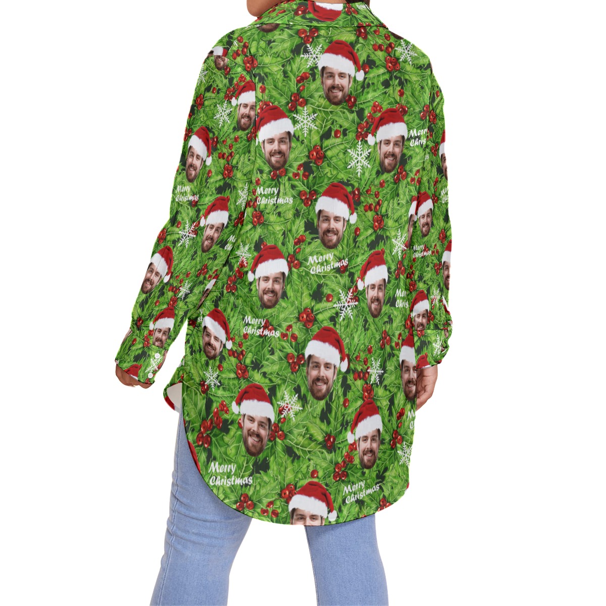 Women's Plus Size Christmas Hawaiian Shirt With Face Custom
