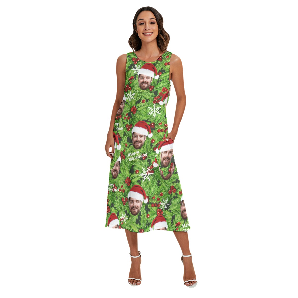 Women's Christmas Hawaiian Dress With Custom Face
