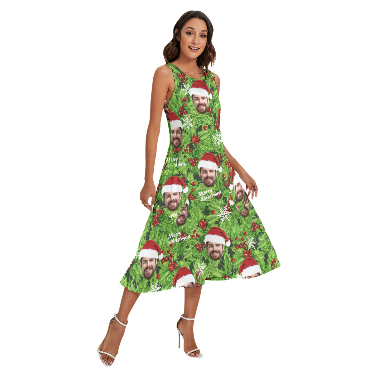 Women's Christmas Hawaiian Dress With Custom Face