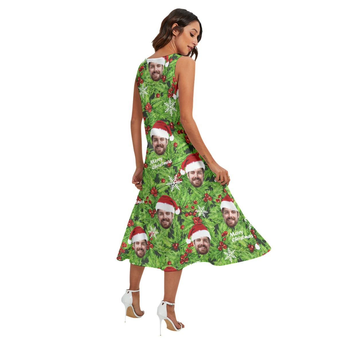 Women's Christmas Hawaiian Dress With Custom Face
