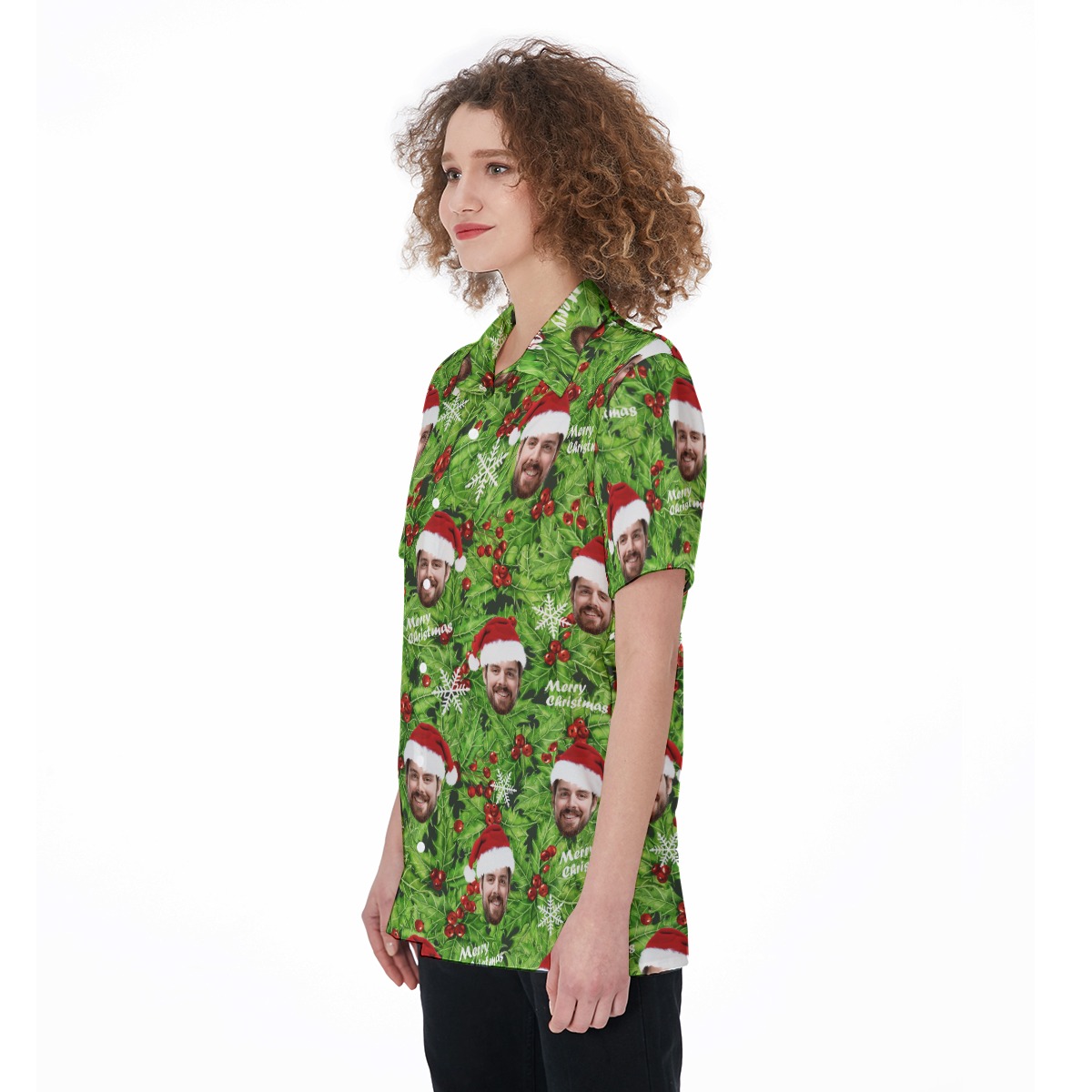Women's Christmas Hawaiian Shirt Custom Face