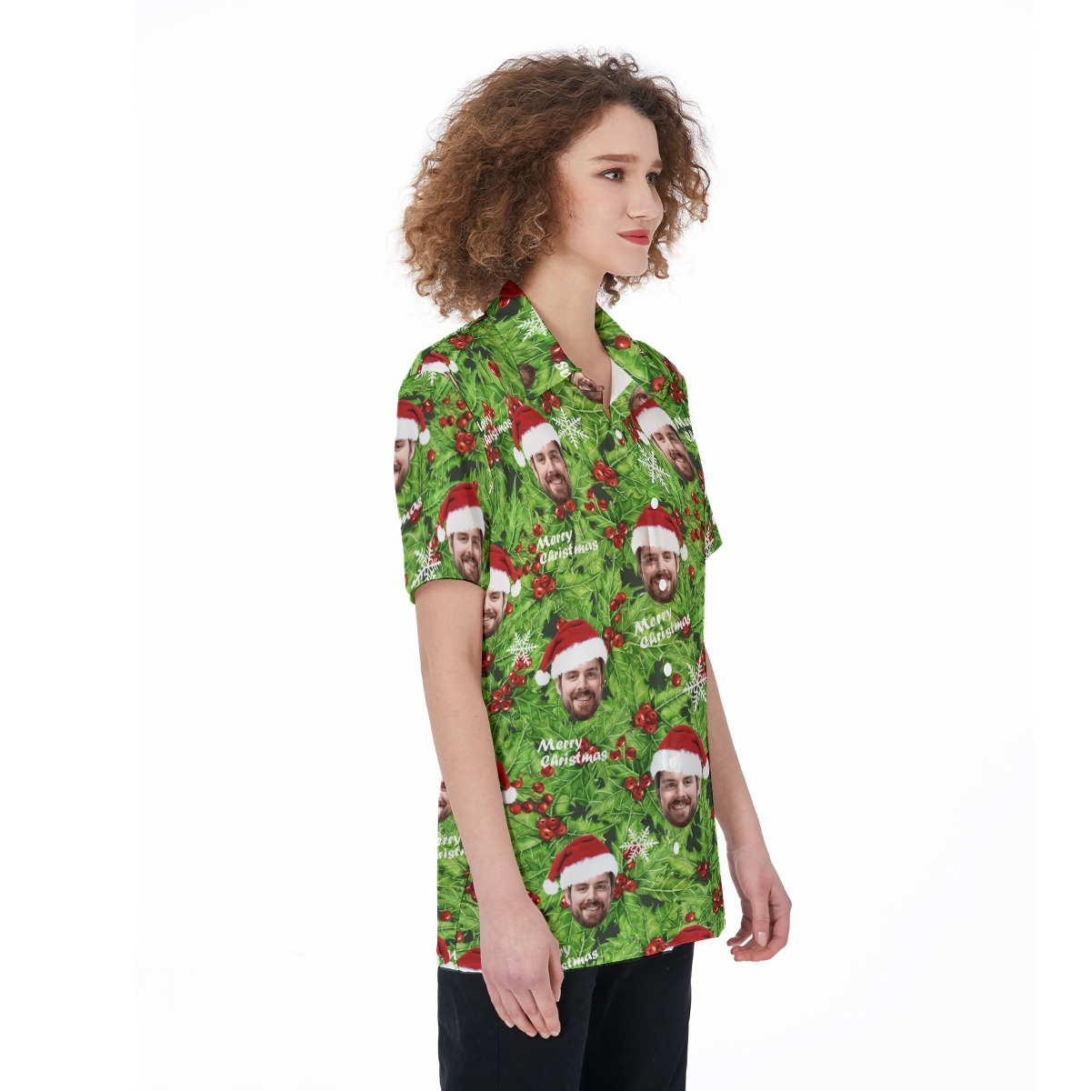 Women's Christmas Hawaiian Shirt Custom Face