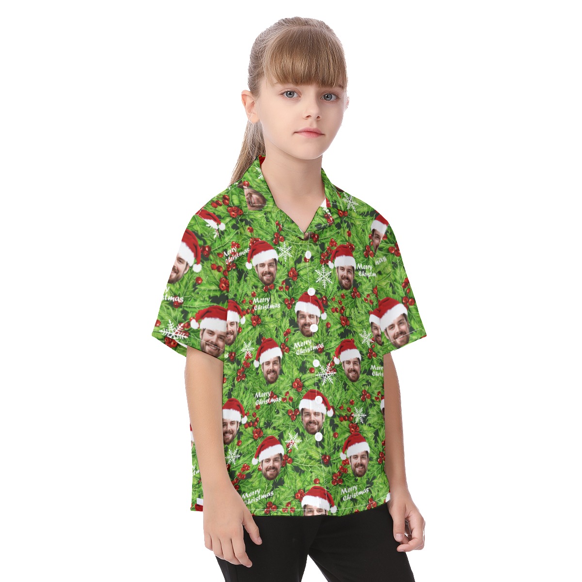 Kid's Christmas Hawaiian Shirt With Face