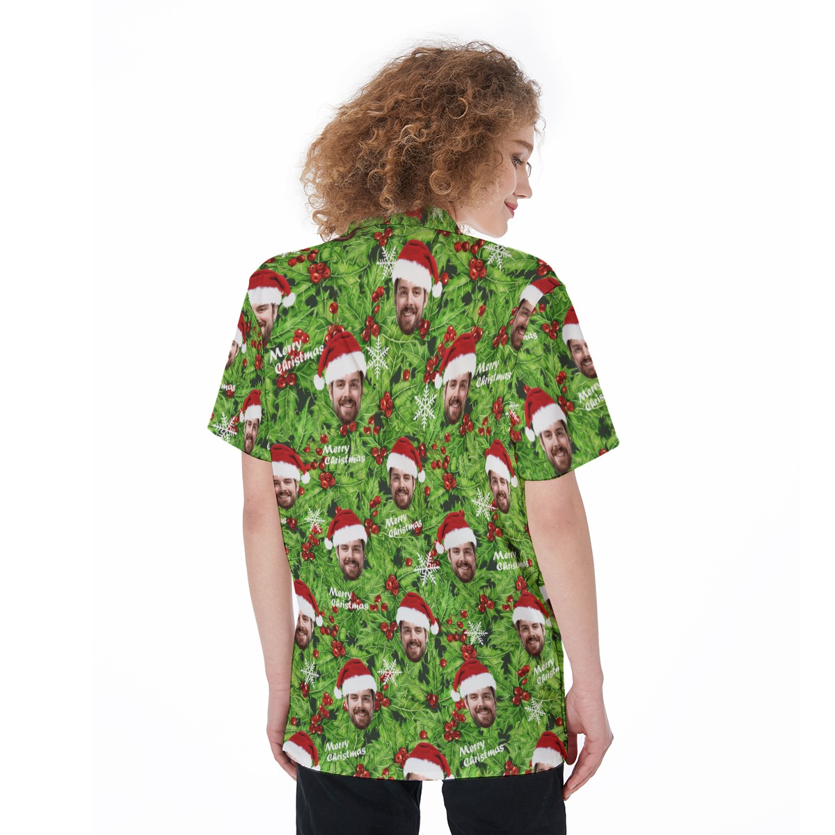 Women's Christmas Hawaiian Shirt Custom Face