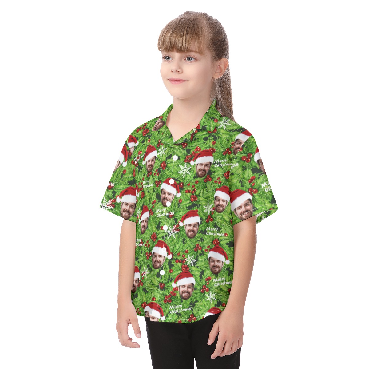 Kid's Christmas Hawaiian Shirt With Face
