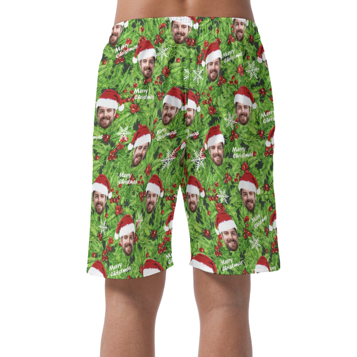 Custom Face Christmas Hawaiian Beach Shorts For Men