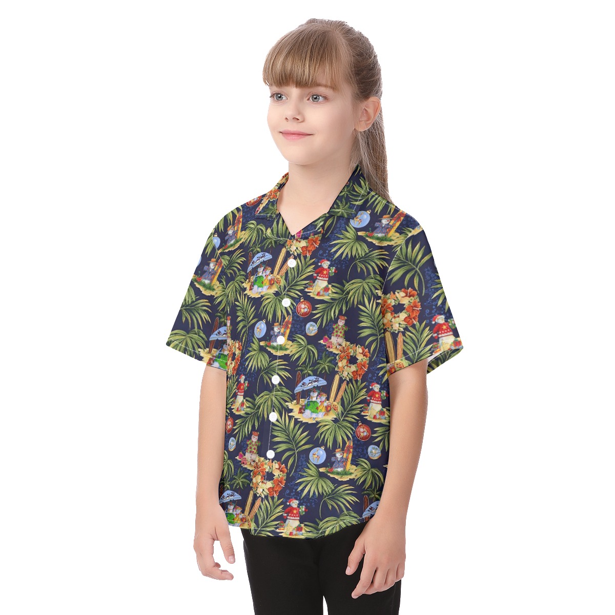 Cute Christmas Snowman Aloha Shirt For Kids