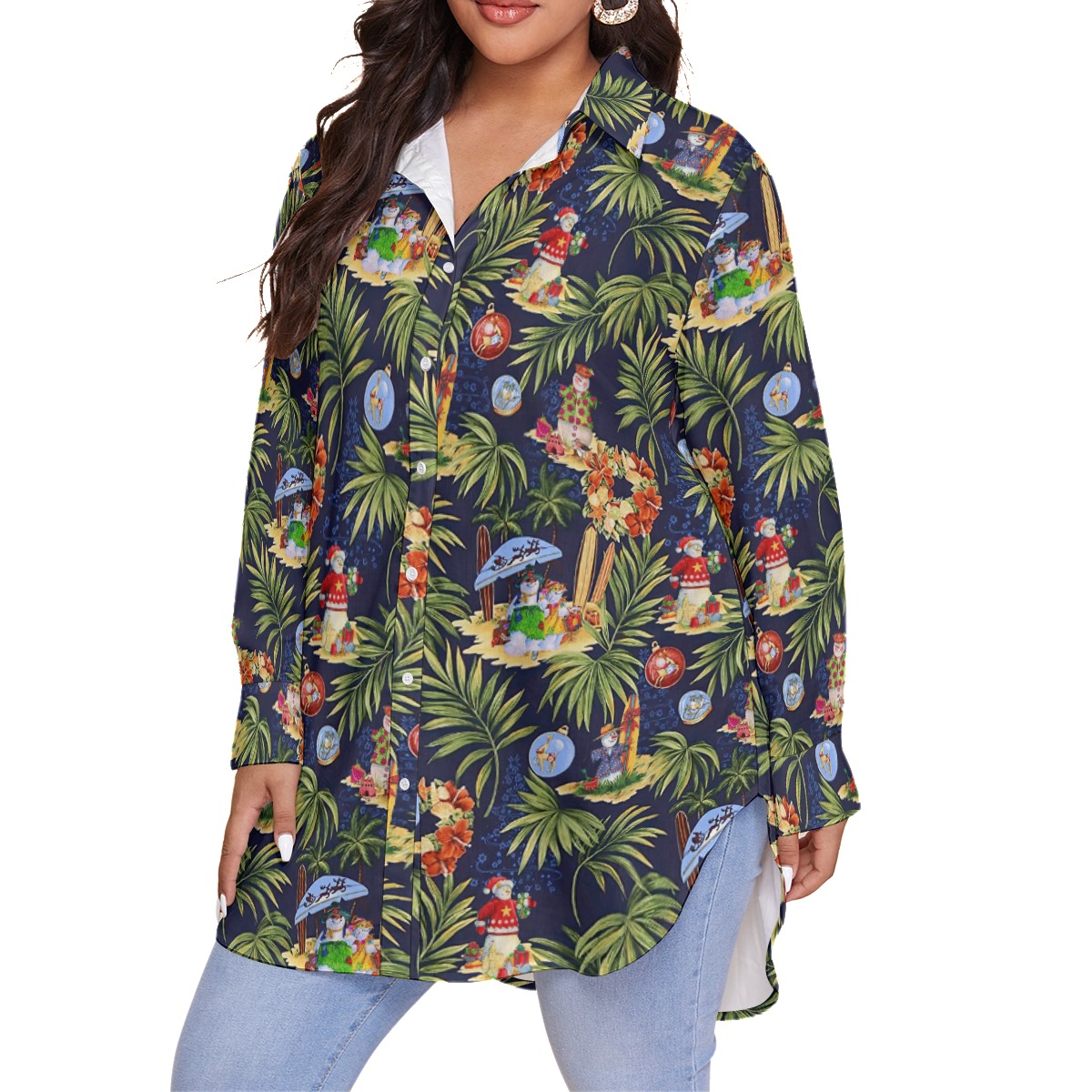 Cute Snowman Women's Christmas Aloha Plus Sized Shirt