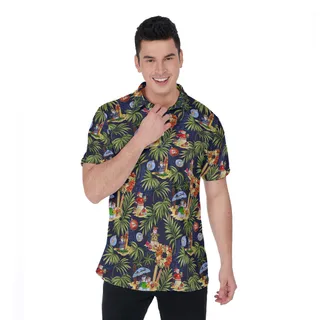 Cute Snowman Christmas Tropical Hawaiian Polo Shirt For Men