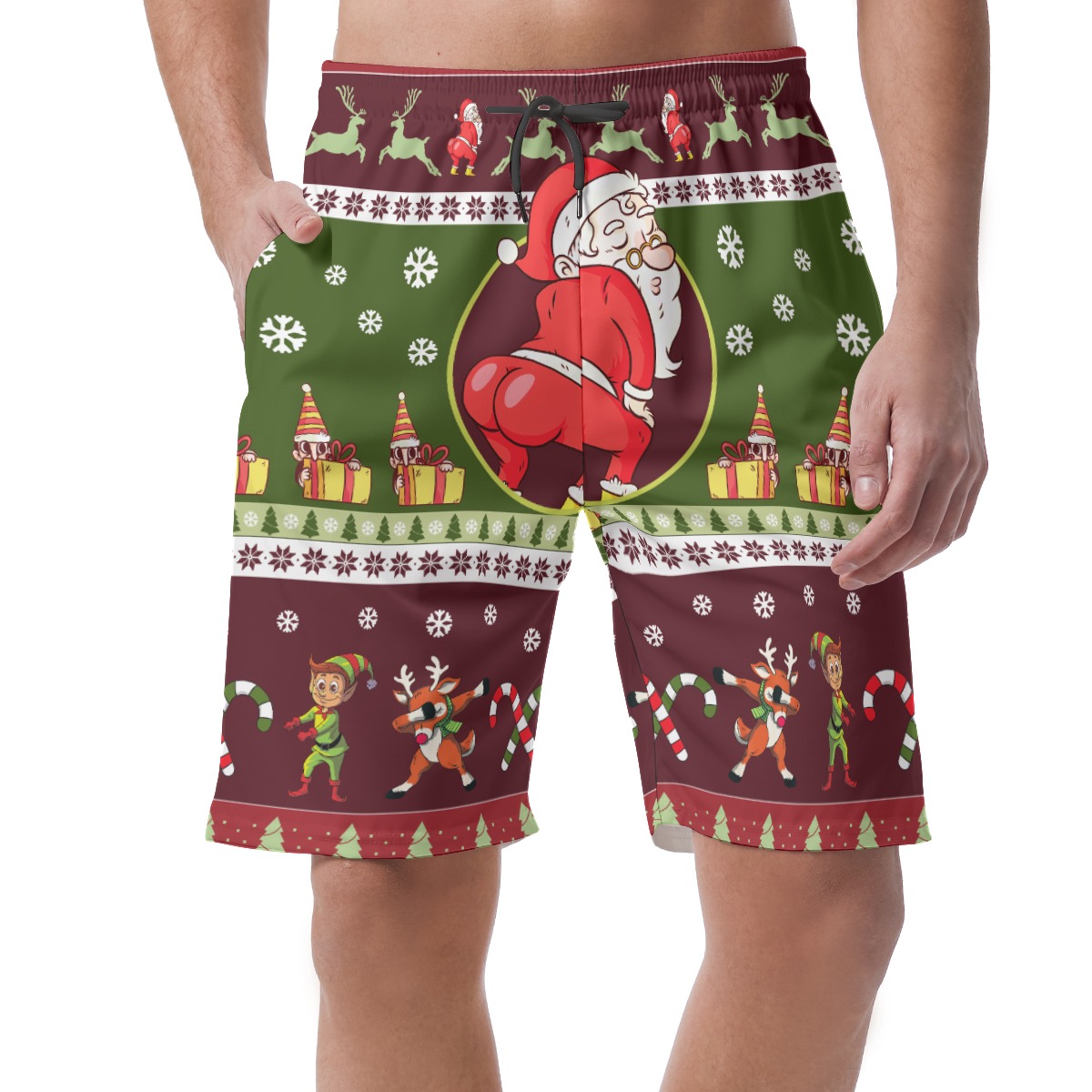 Funny Santa Twerking Hawaiian Christmas Shorts For Men - variant image 1