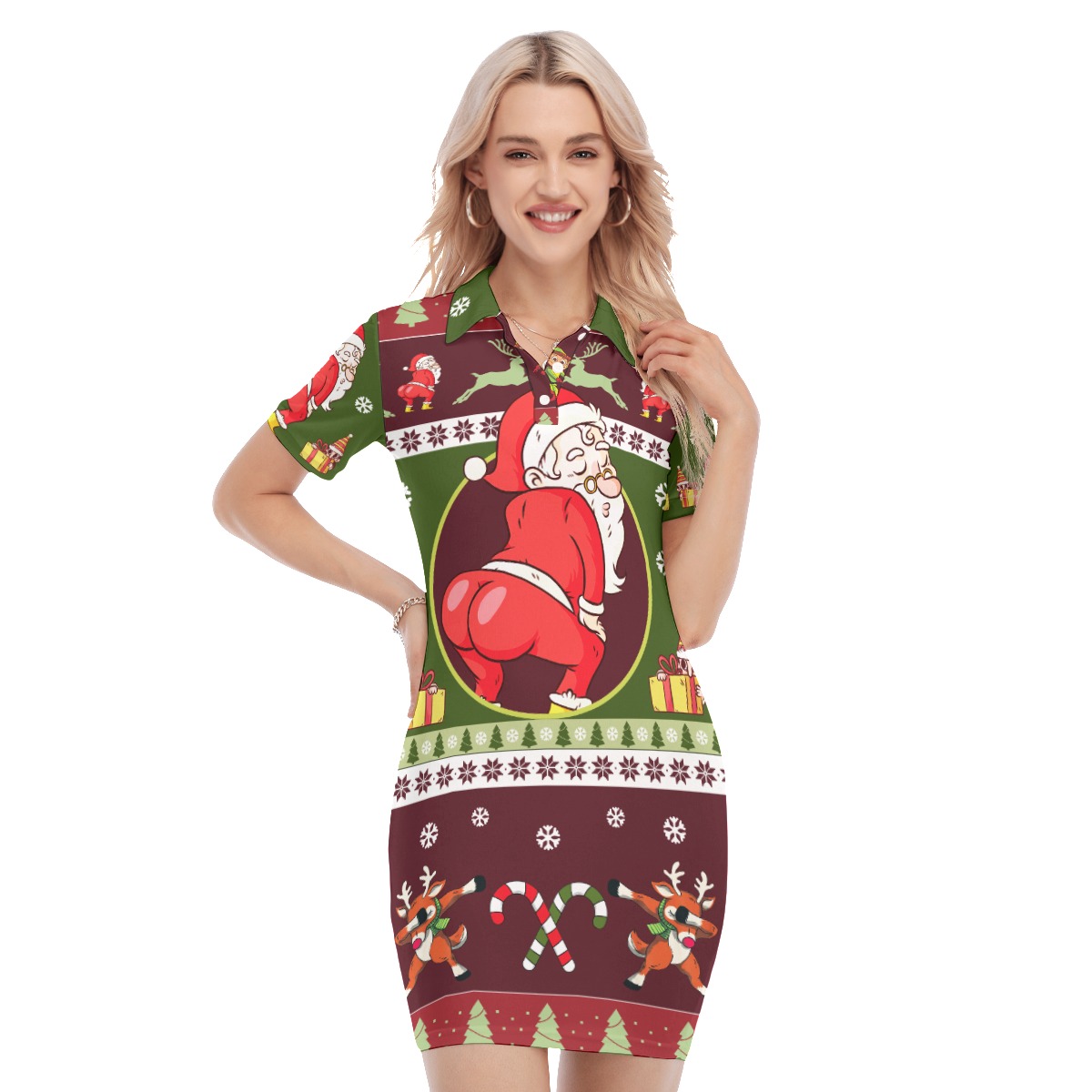 Funny Santa Twerking Christmas Dress Hawaiian - variant image 1