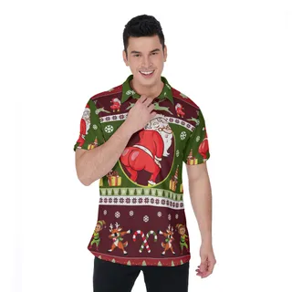 Twerking Santa Christmas Hawaiian Polo Shirt For Men