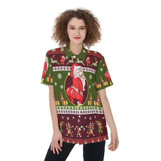 Funny Twerking Santa Hawaiian Christmas Shirt For Women