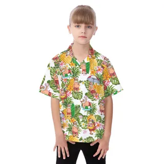 Cute Christmas Santa Claus Tropical Aloha Shirt For Kids