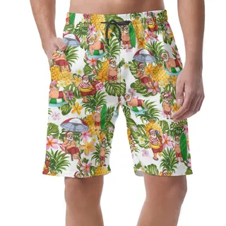 Surfing Santa Claus Tropical Aloha Beach Shorts For Men