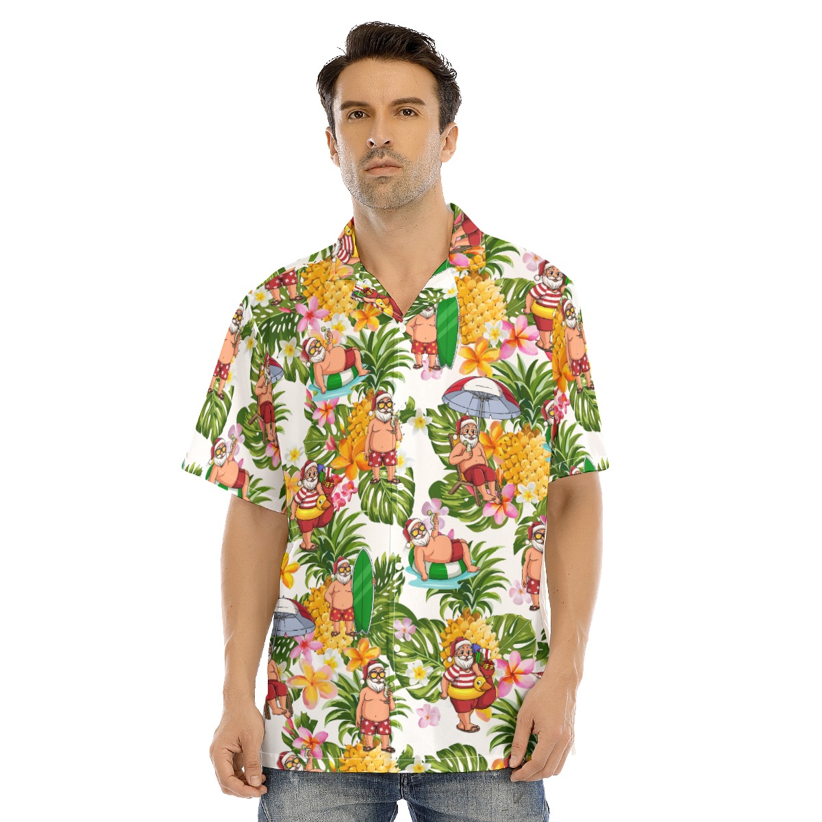 Tropical Santa Claus Christmas Hawaiian Shirt - variant image 1