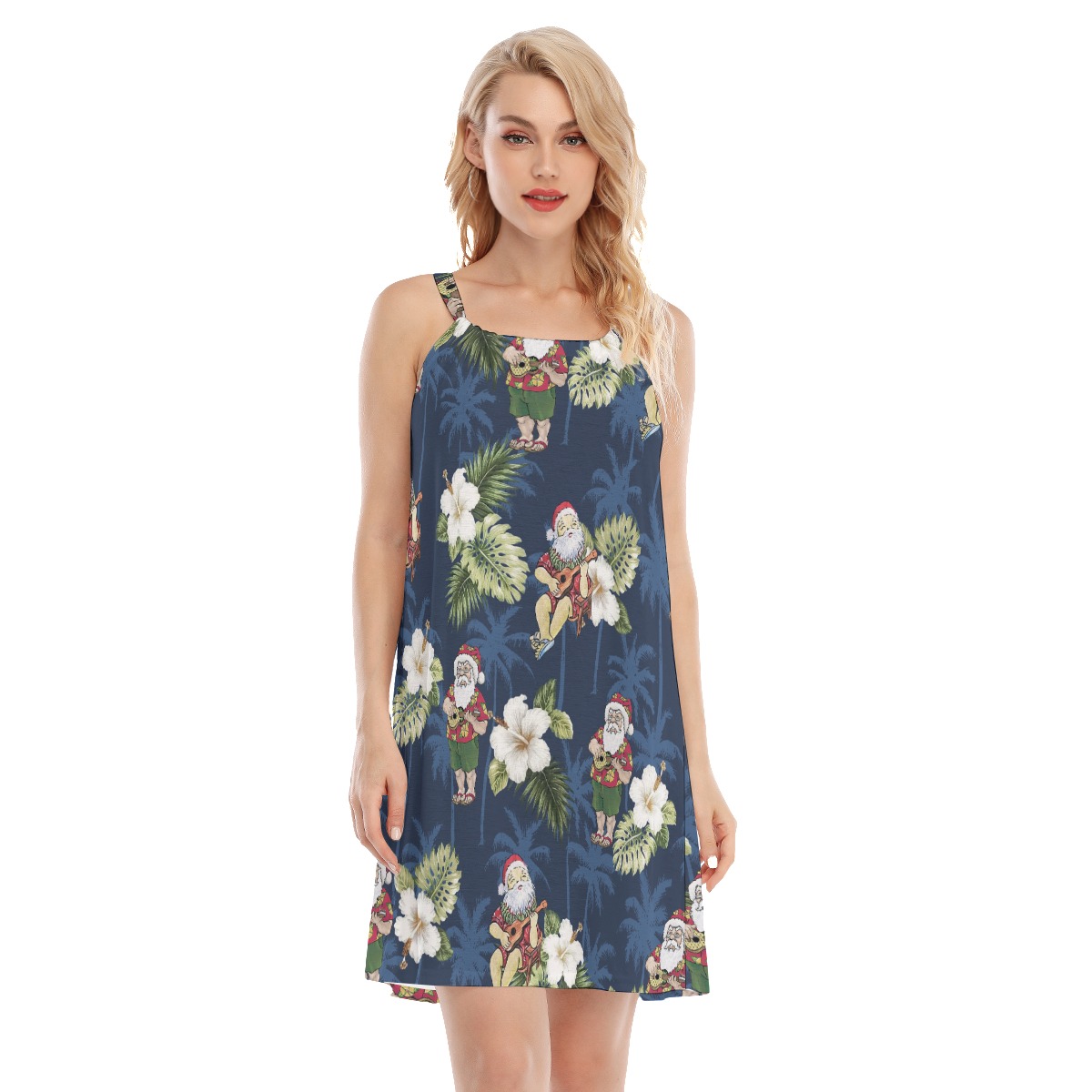 Christmas Santa Claus With Ukulele Floral Aloha Dress - variant image 1