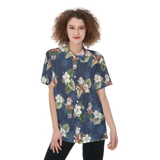 Santa Claus Playing Ukulele Christmas Hawaiian Shirt For Women