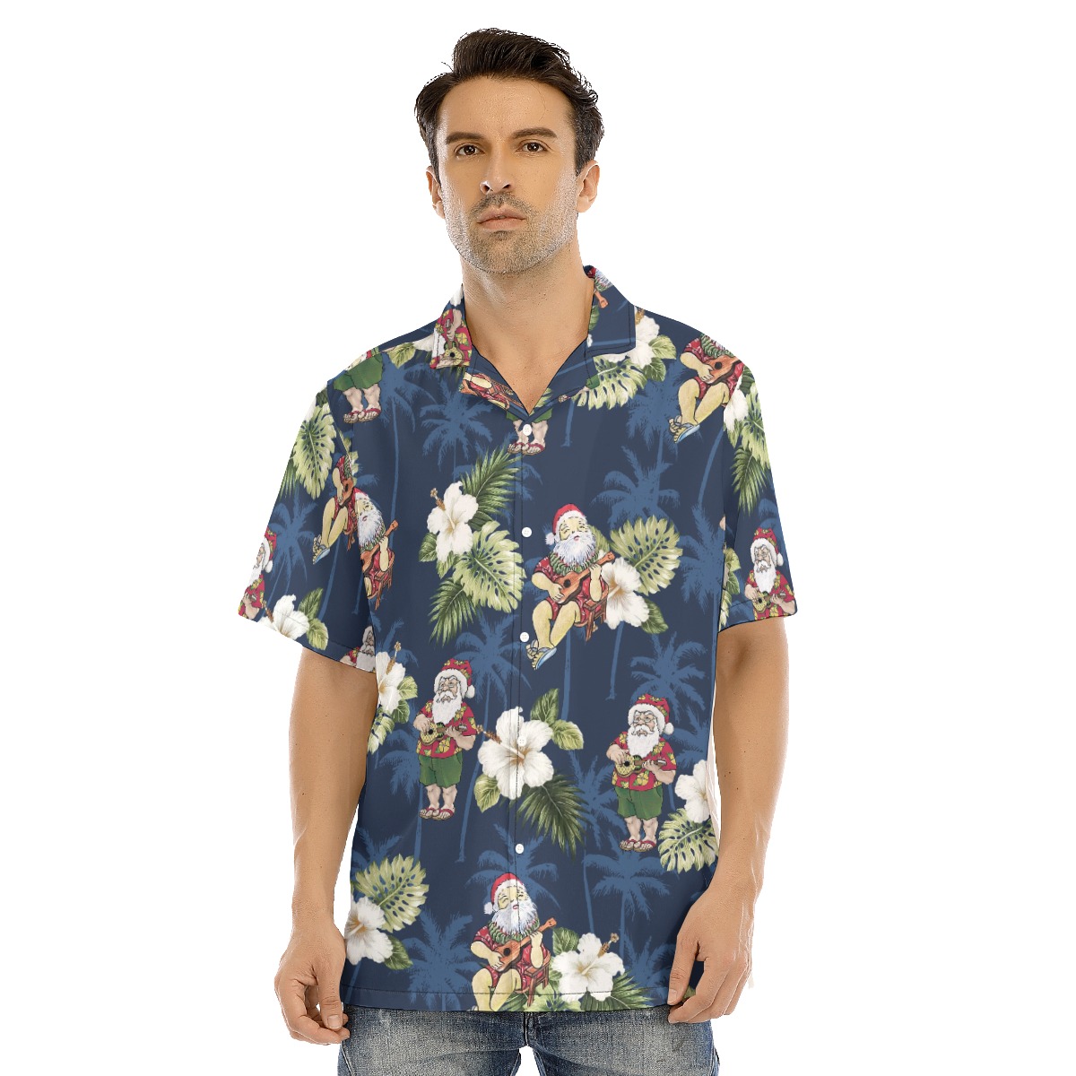 Christmas Santa Claus With Ukulele Hawaiian Shirt - variant image 1