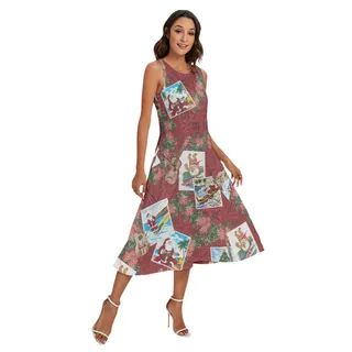 Vintage Santa Claus Christmas Hawaiian Dress With Pocket For Women