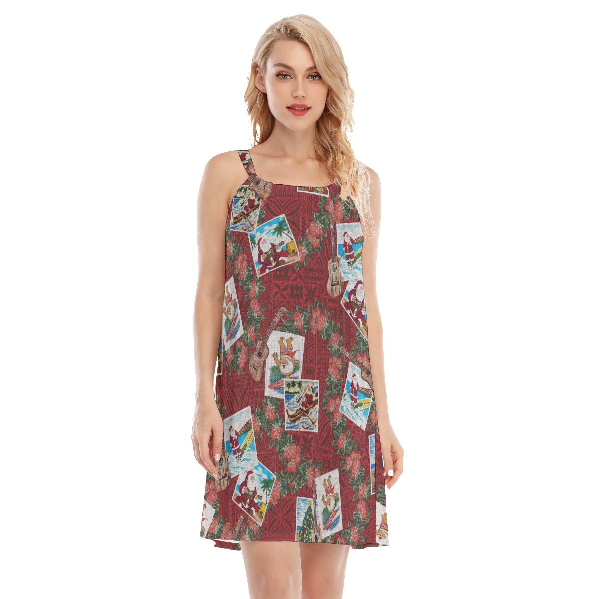 Christmas Santa Vintage Hawaiian Cami Dress For Women - variant image 1