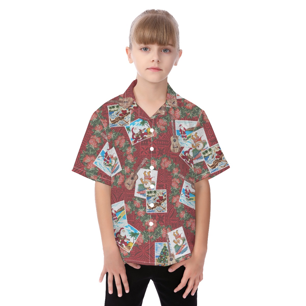 Cute Santa Vintage Aloha Shirt For Kids - variant image 1