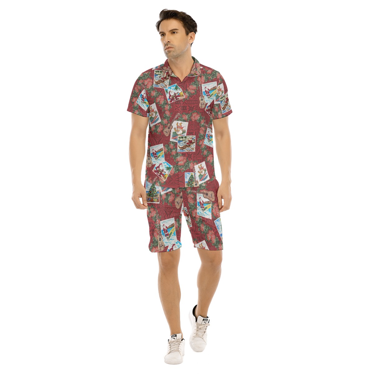 Set Santa Christmas Hawaiian Shirt And Shorts For Men - variant image 1