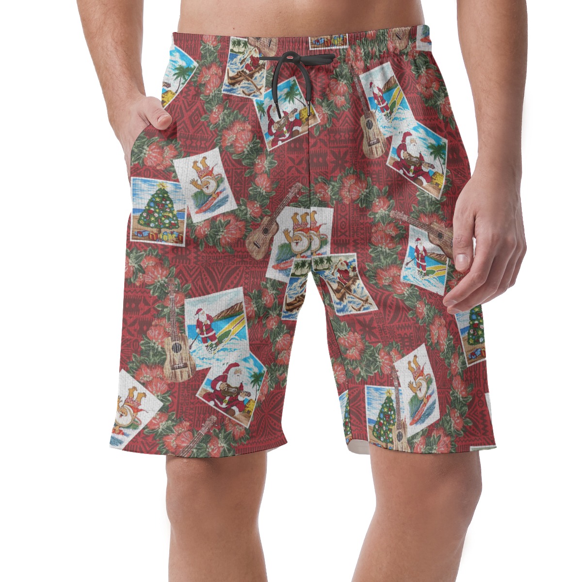 Christmas Santa Hawaiian Beach Shorts For Men - variant image 1
