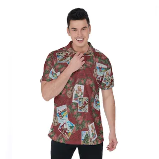 Funny Santa Christmas Hawaiian Polo Shirt For Men