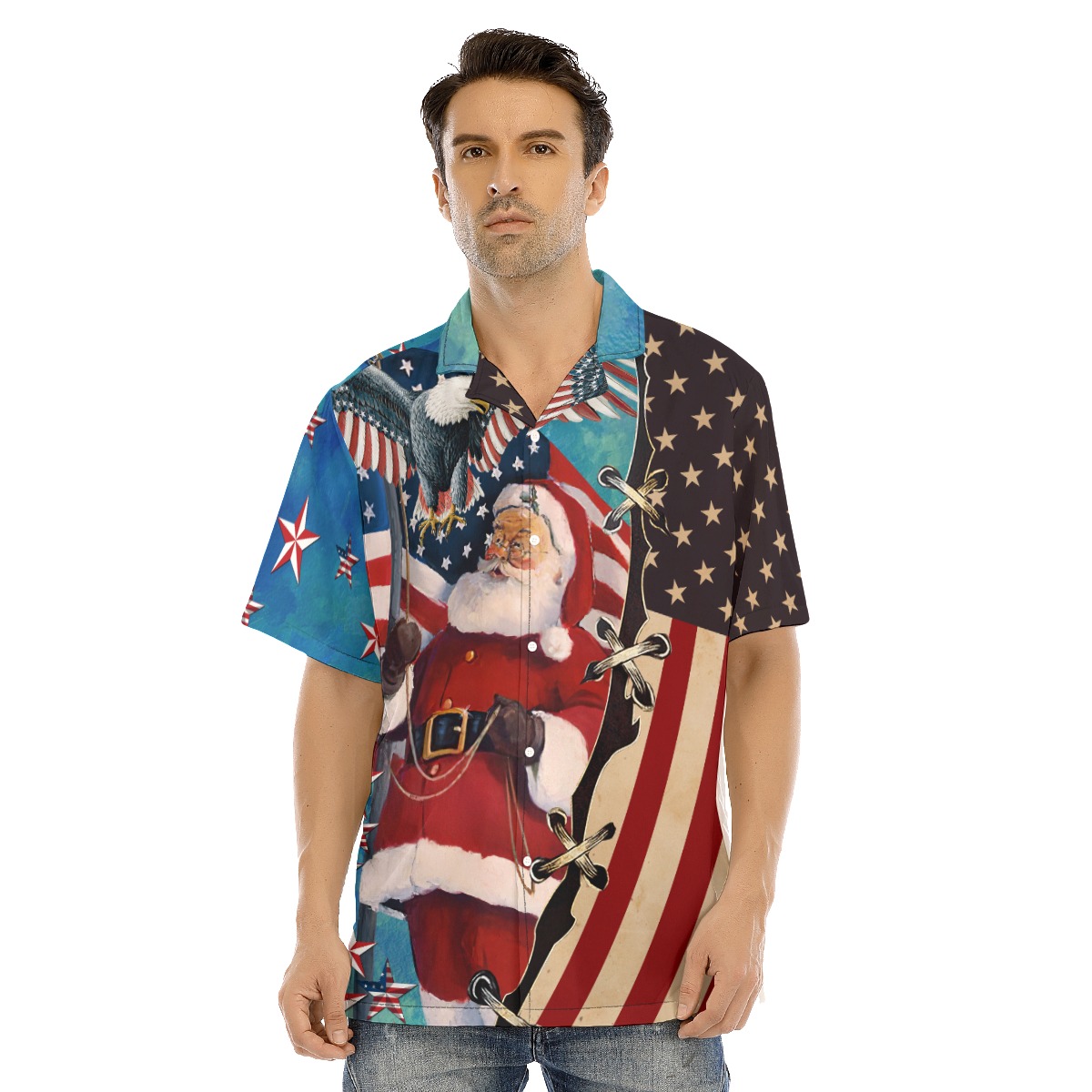 Patriotic Santa Claus Christmas Hawaiian Shirt - variant image 1
