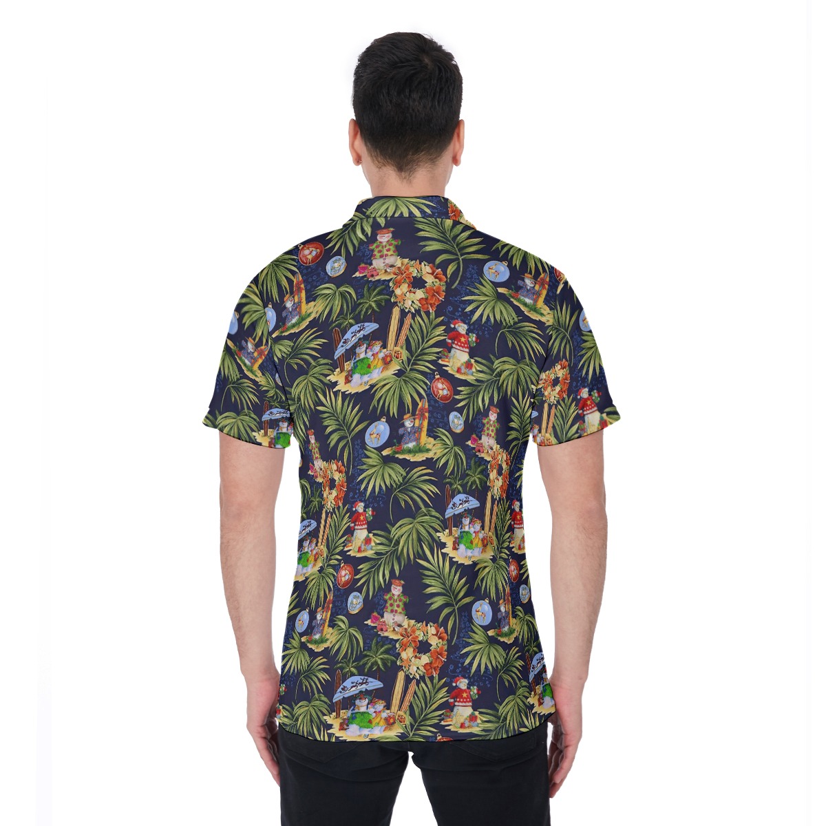 Cute Snowman Christmas Tropical Hawaiian Polo Shirt For Men