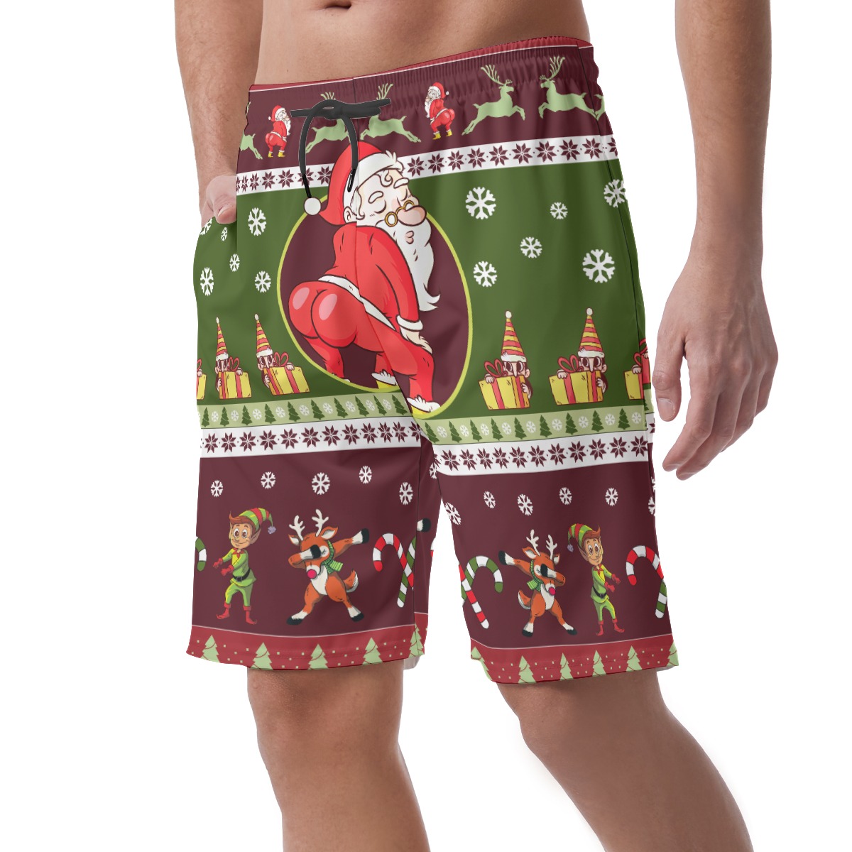 Funny Santa Twerking Hawaiian Christmas Shorts For Men