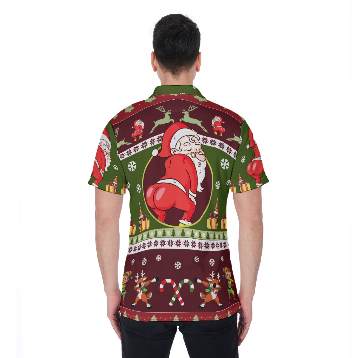 Twerking Santa Christmas Hawaiian Polo Shirt For Men