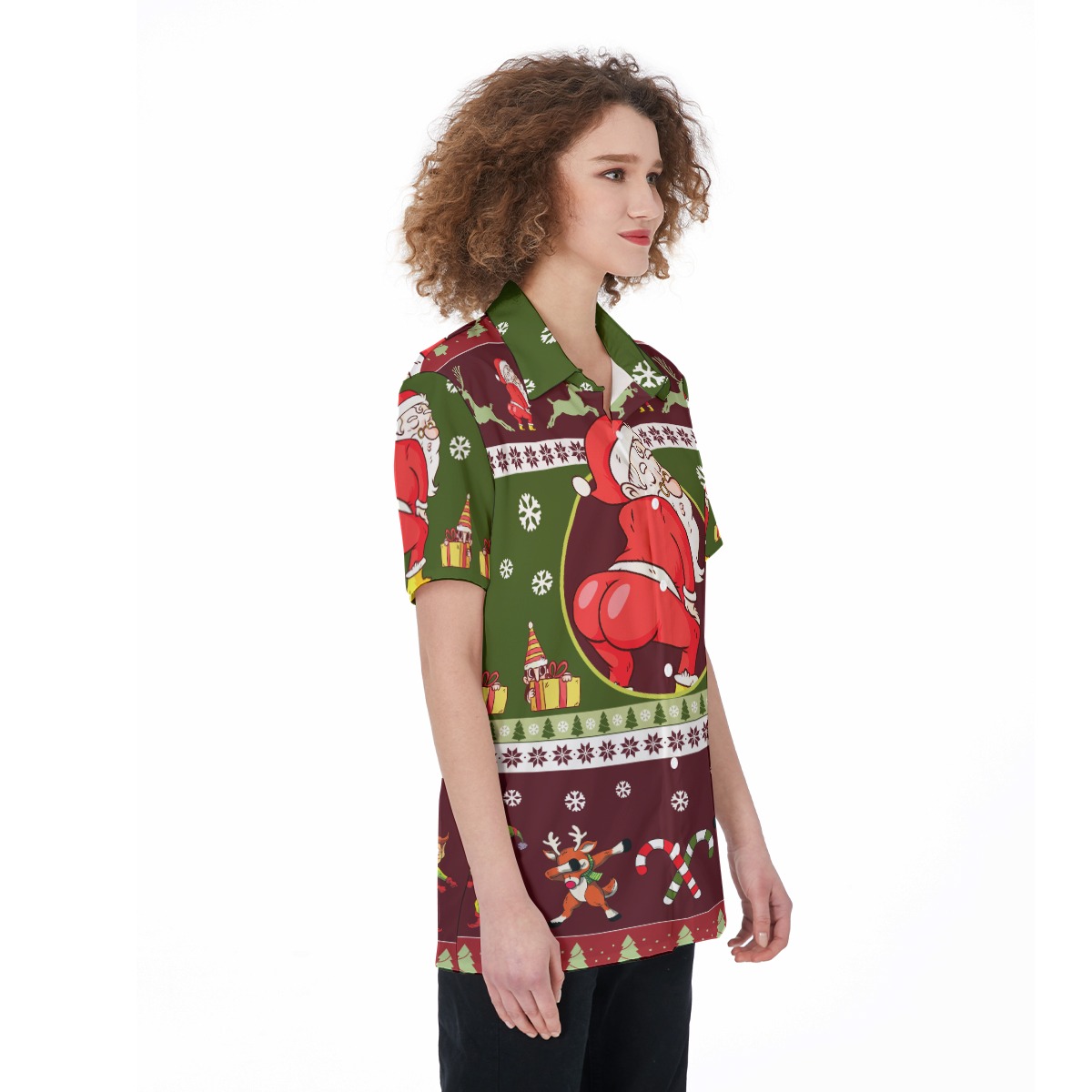 Funny Twerking Santa Hawaiian Christmas Shirt For Women