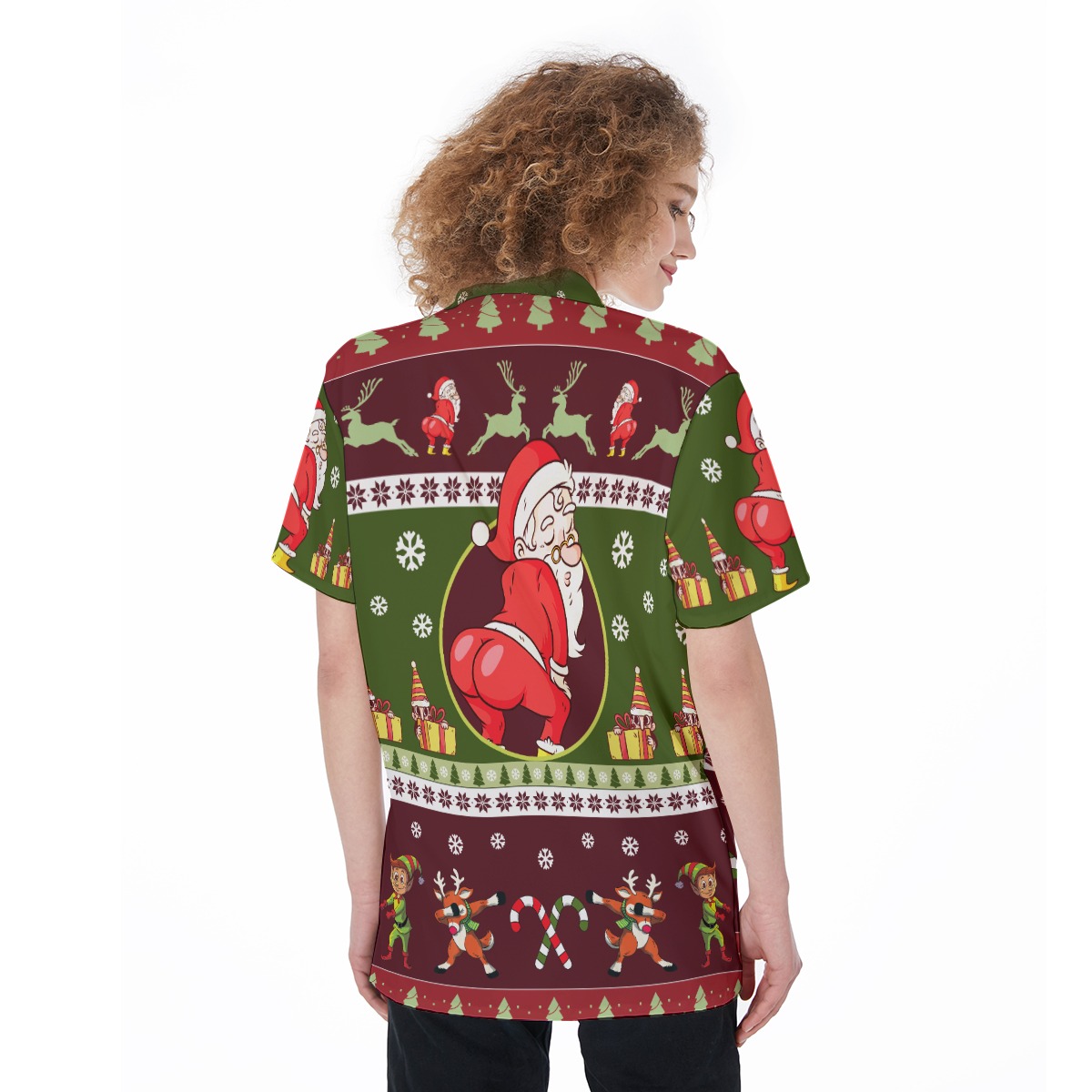 Funny Twerking Santa Hawaiian Christmas Shirt For Women