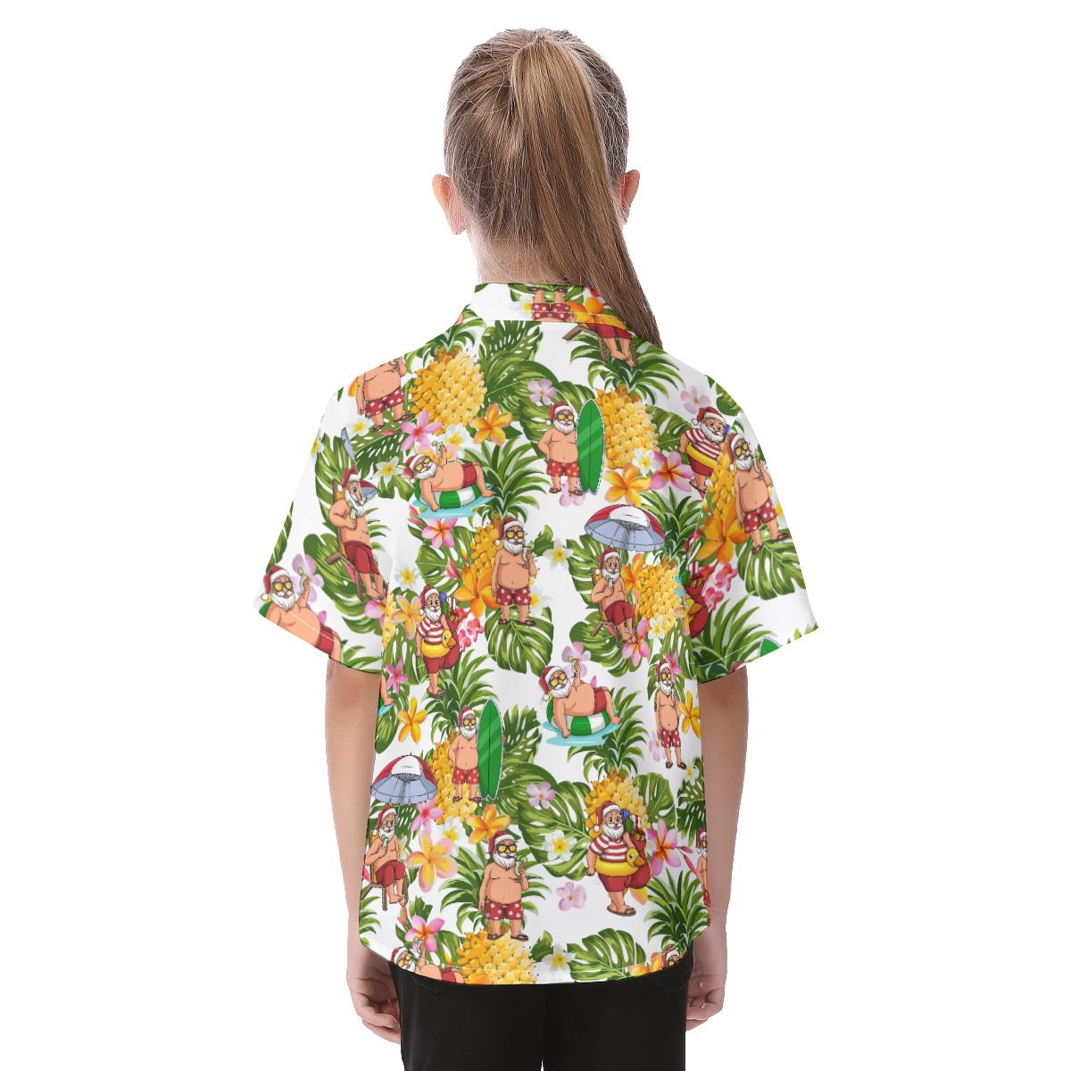 Cute Christmas Santa Claus Tropical Aloha Shirt For Kids