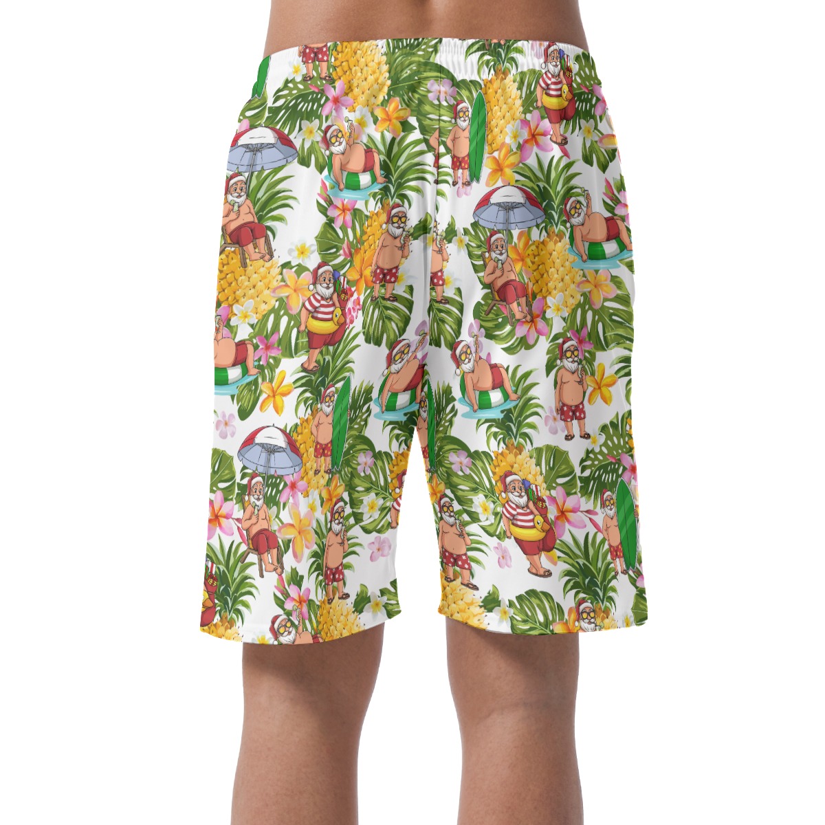 Surfing Santa Claus Tropical Aloha Beach Shorts For Men