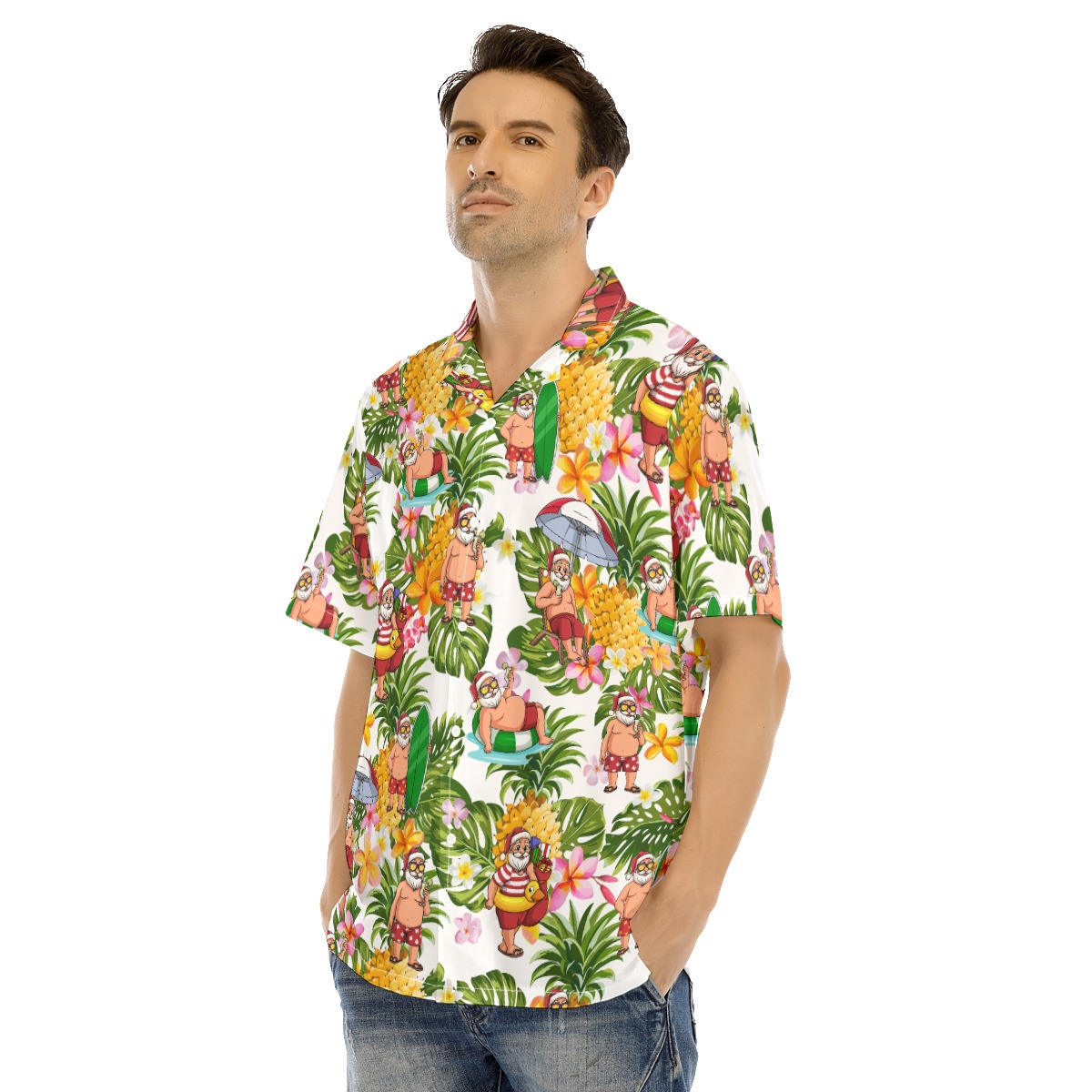 Tropical Santa Claus Christmas Hawaiian Shirt