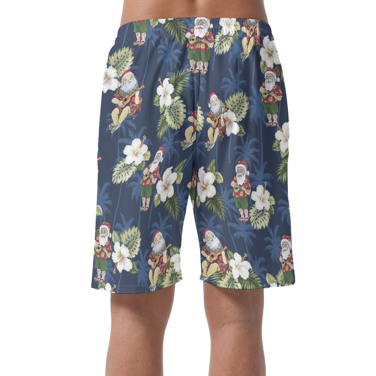 Christmas Santa Claus Floral Hawaiian Beach Shorts For Men