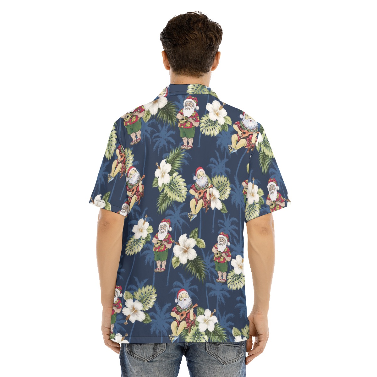 Christmas Santa Claus With Ukulele Hawaiian Shirt