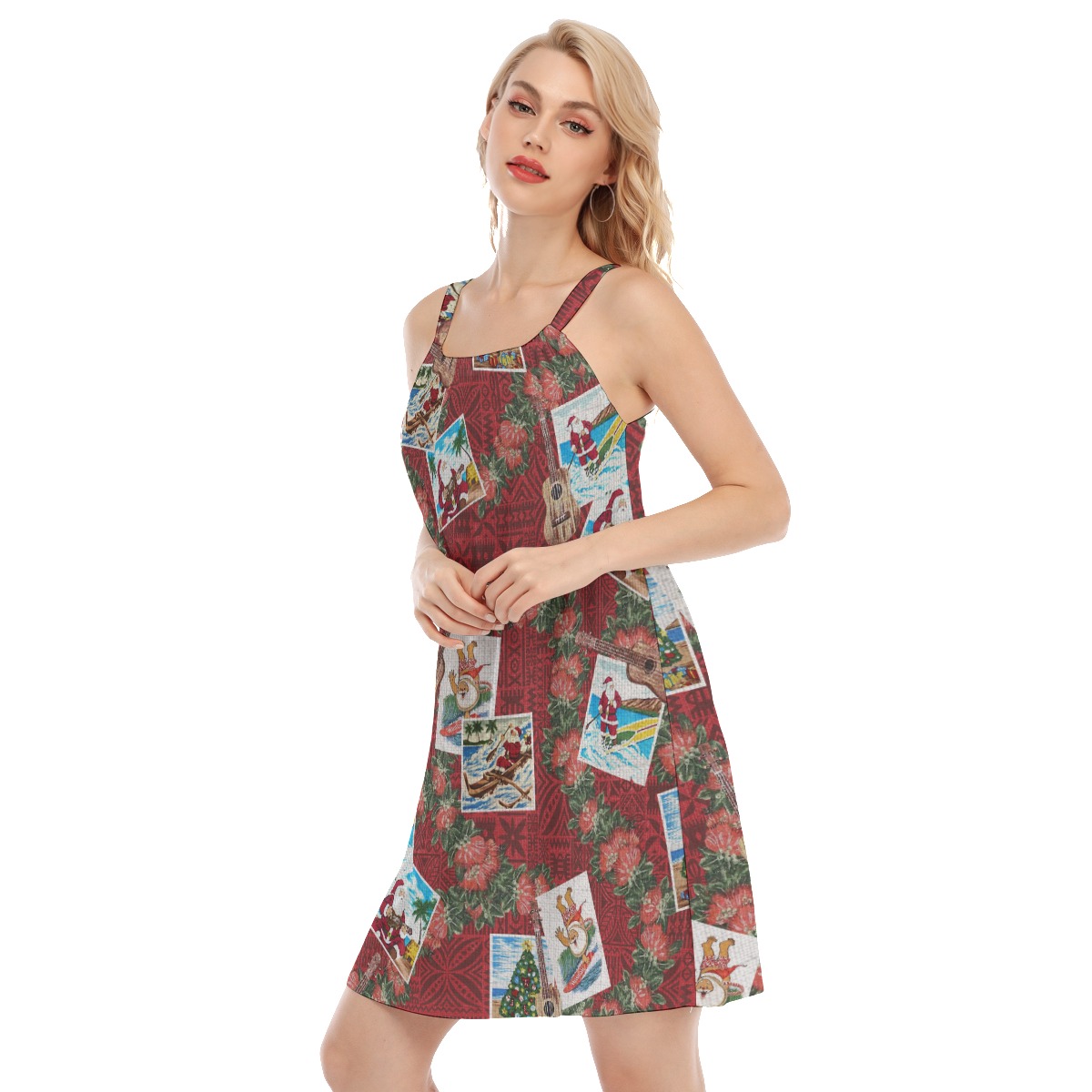 Christmas Santa Vintage Hawaiian Cami Dress For Women