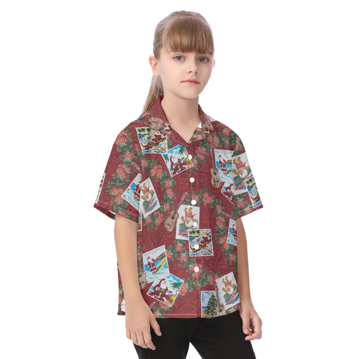 Cute Santa Vintage Aloha Shirt For Kids