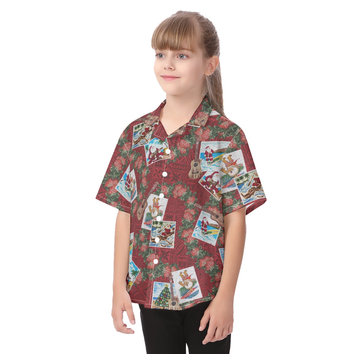 Cute Santa Vintage Aloha Shirt For Kids