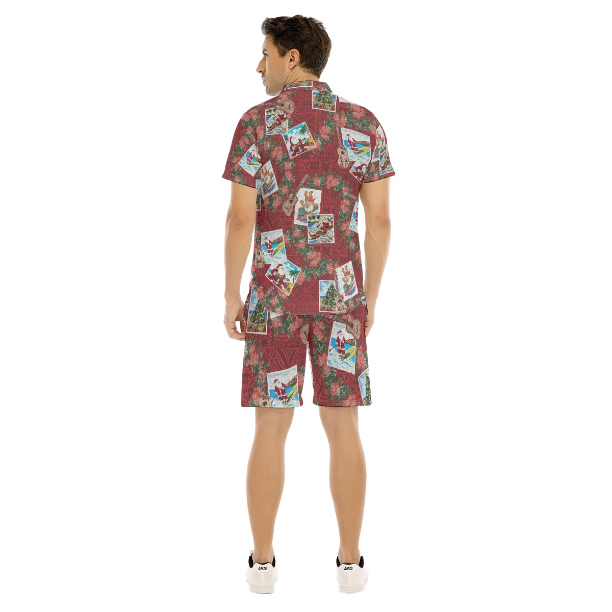 Set Santa Christmas Hawaiian Shirt And Shorts For Men
