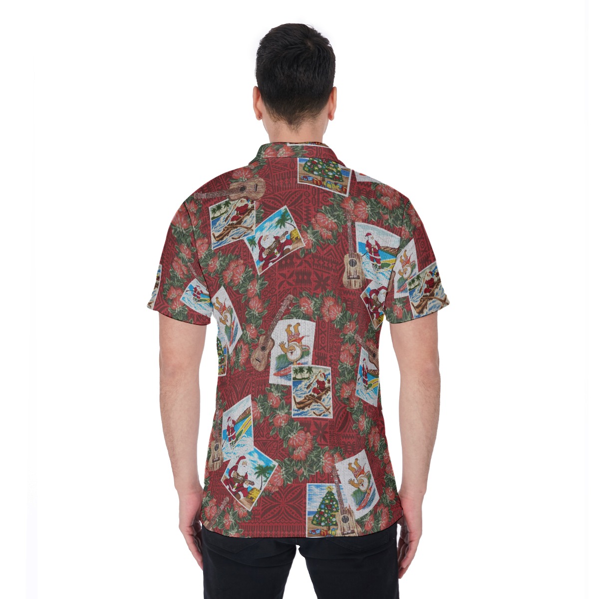 Funny Santa Christmas Hawaiian Polo Shirt For Men