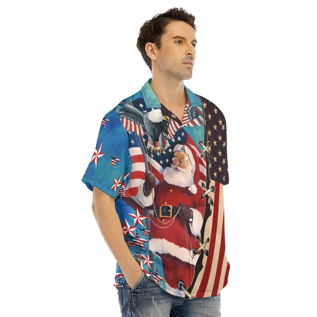 Patriotic Santa Claus Christmas Hawaiian Shirt