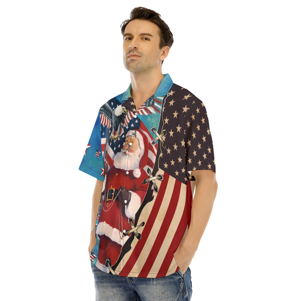 Patriotic Santa Claus Christmas Hawaiian Shirt