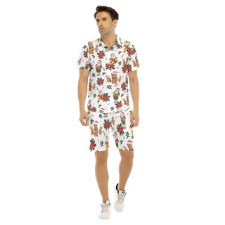 Christmas Santa Claus Hawaiian Shirt And Shorts For Men