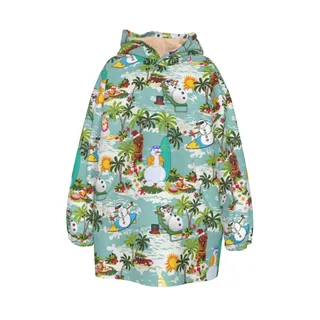 Cute Snowman Surfing Hawaiian Hoodie Blanket For Kids
